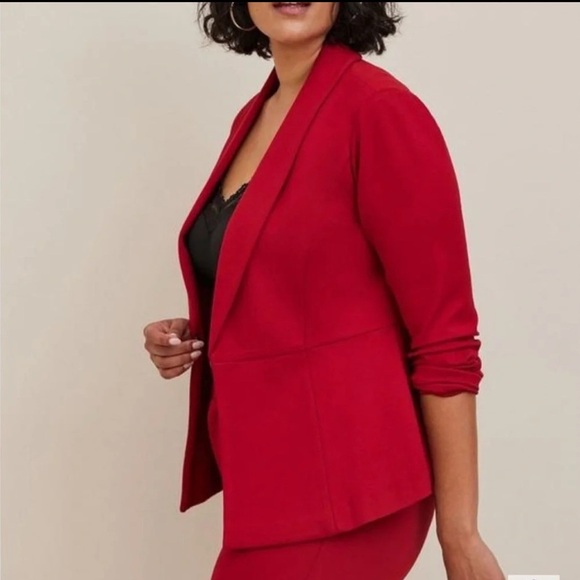 Torrid Studio Luxe Ponte Peplum Red Blazer Nylon Blend Womens Plus Size 6X - Picture 1 of 15